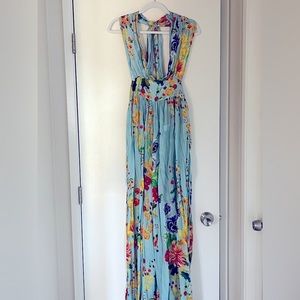 Agua Bendita Floral Jumpsuit in Blue and Multicolor